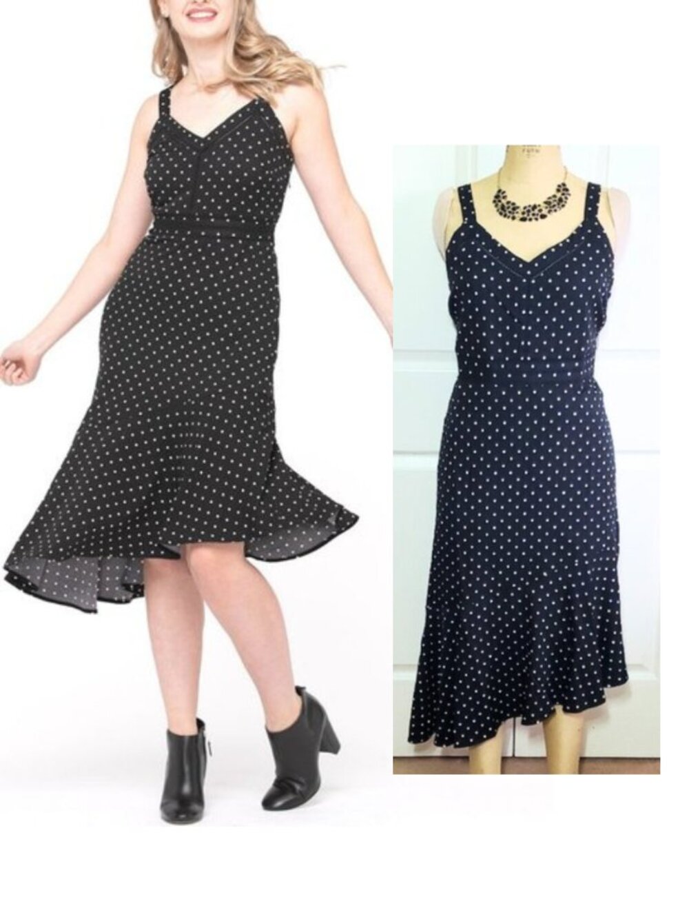 Ricki's Asymmetric Hem Midi Dress w/ Polka Dots - Size 14